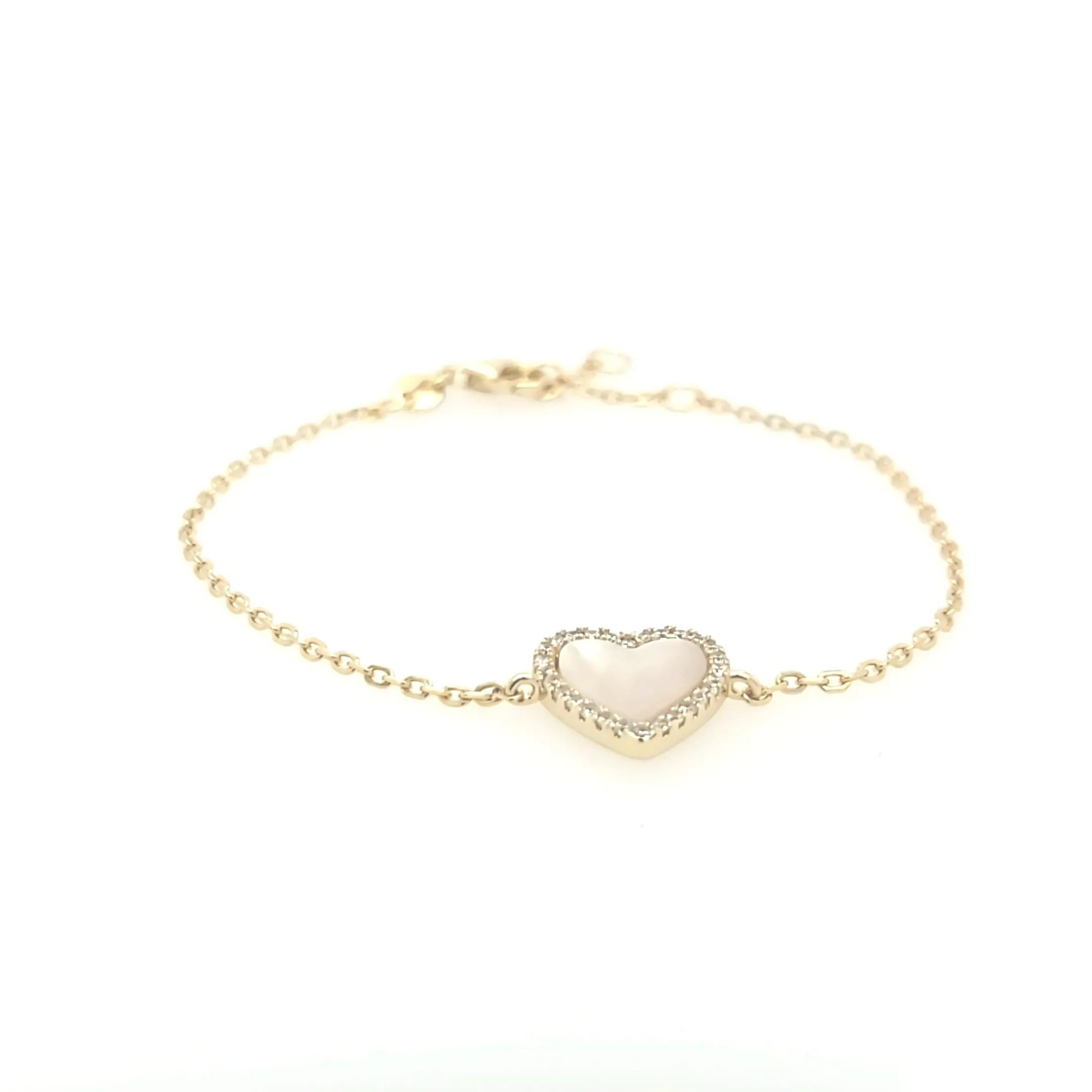 Sterling Silver CZ Outlined Stone Heart Bracelet