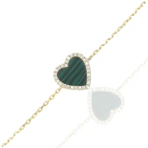 Sterling Silver CZ Outlined Stone Heart Bracelet