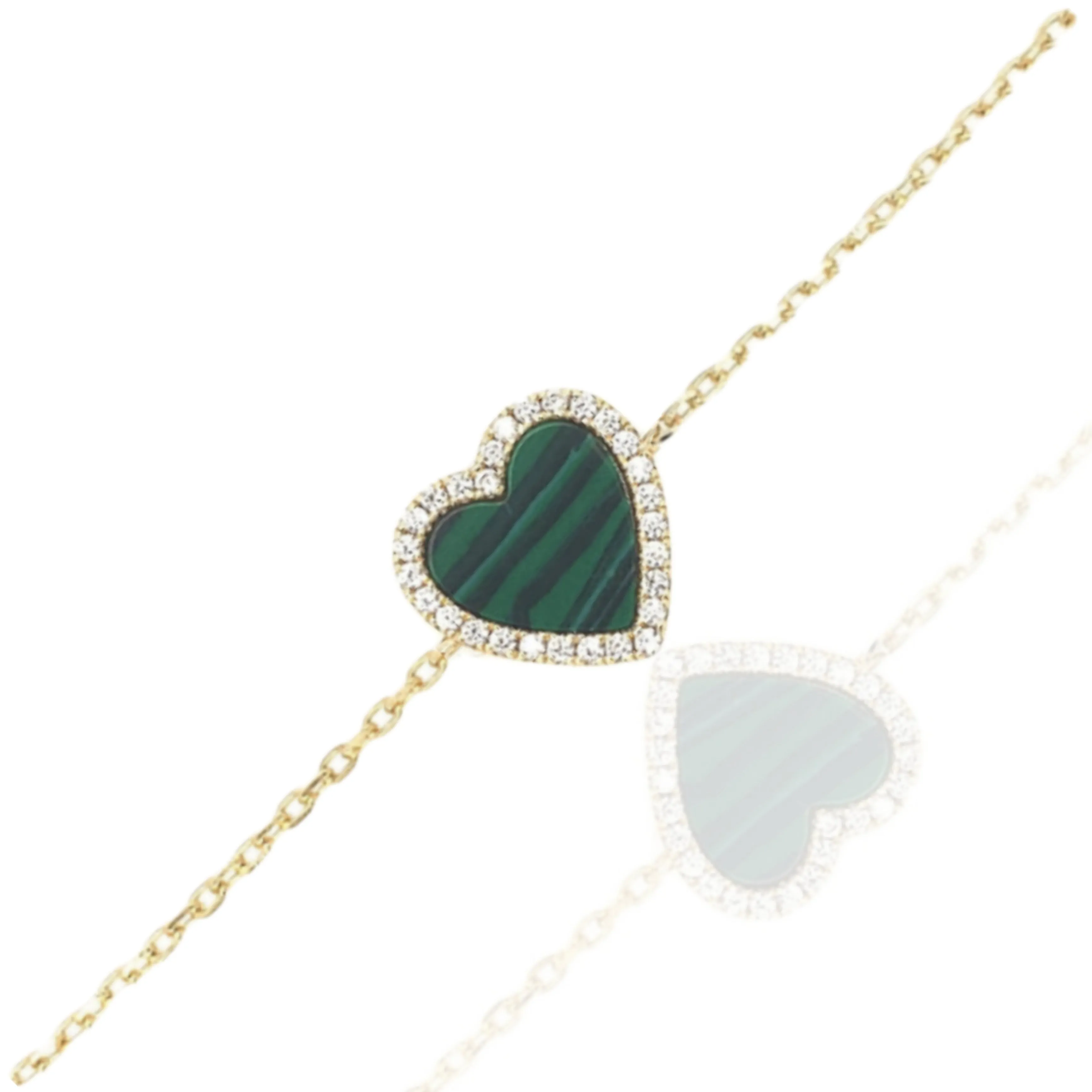 Sterling Silver CZ Outlined Stone Heart Bracelet