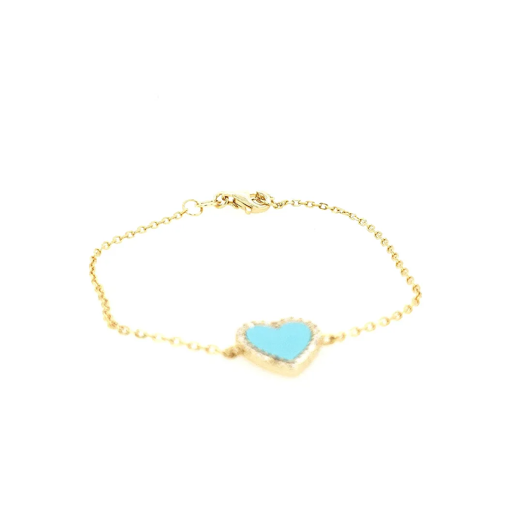 Sterling Silver CZ Outlined Stone Heart Bracelet