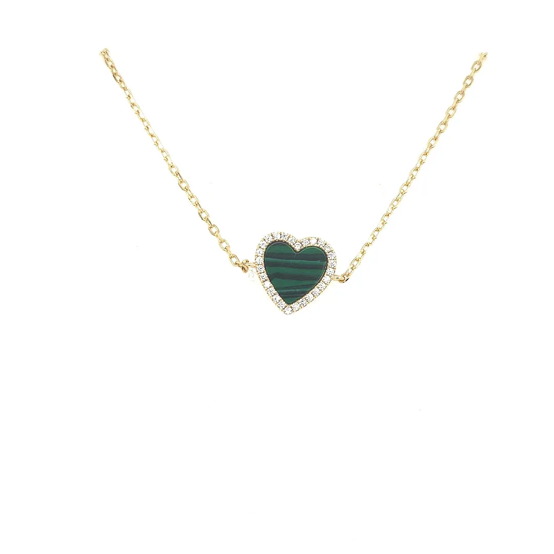 Sterling Silver CZ Outlined Stone Heart Bracelet