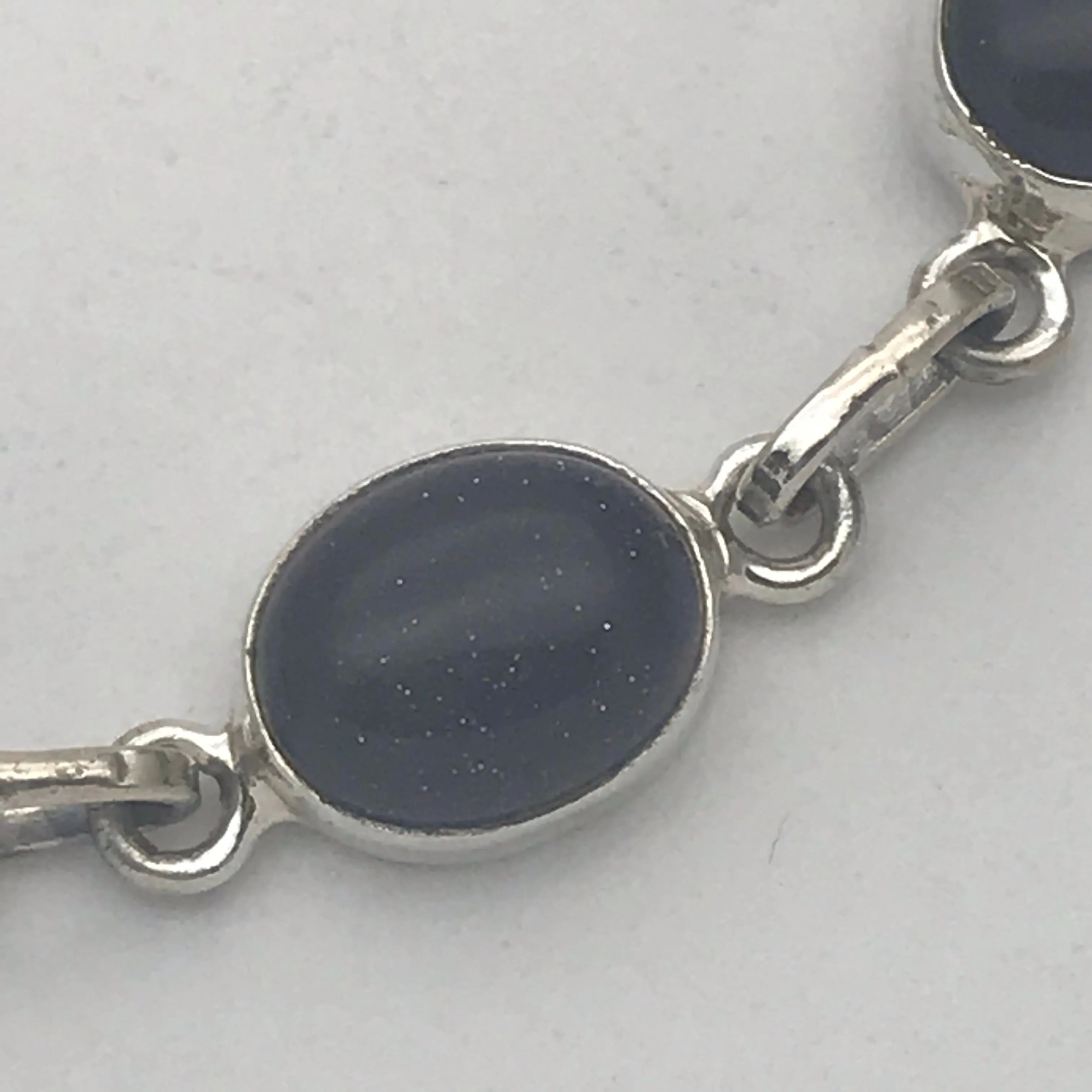 Sterling Silver Semi precious black stone bracelet