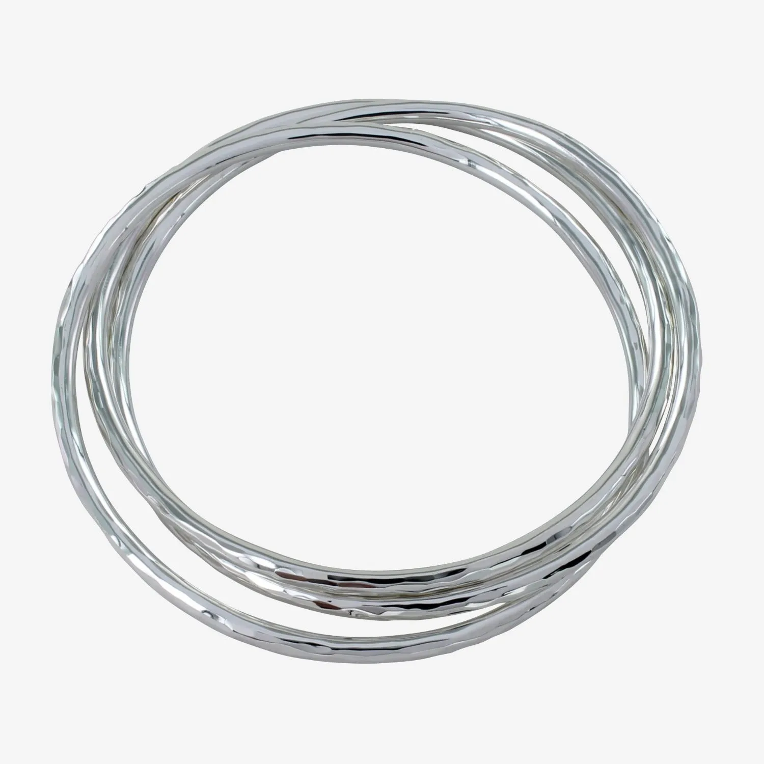 Sterling Silver Triple Hammered Bangle