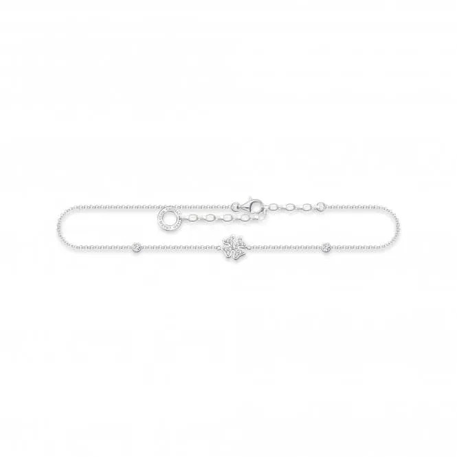 Sterling Silver White Cloverleaf Anklet AK0023-051-14