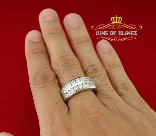 Sterling White Silver Round 3.42ct Cubic Zirconia Fashion Men's Ring Size 10
