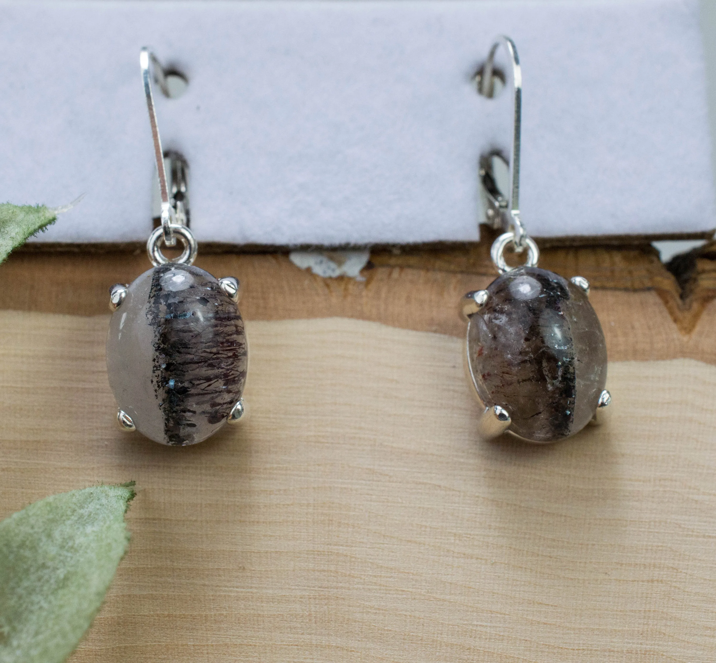 Super Seven Quartz Earrings, Natural Untreated Brazil Quartz; 8.175cts