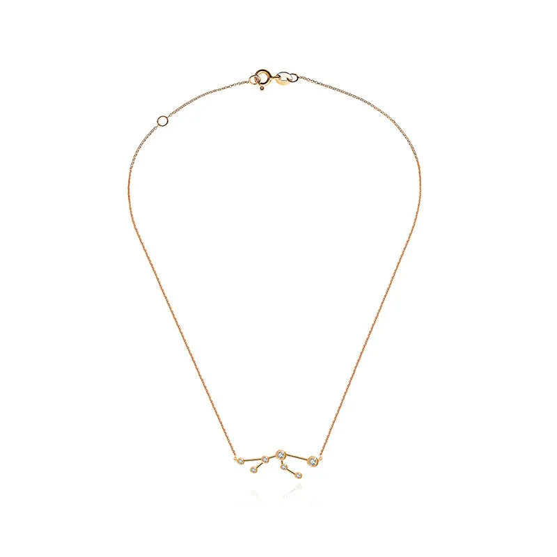 Taurus Zodiac Constellation Necklace 18k Gold & Diamond