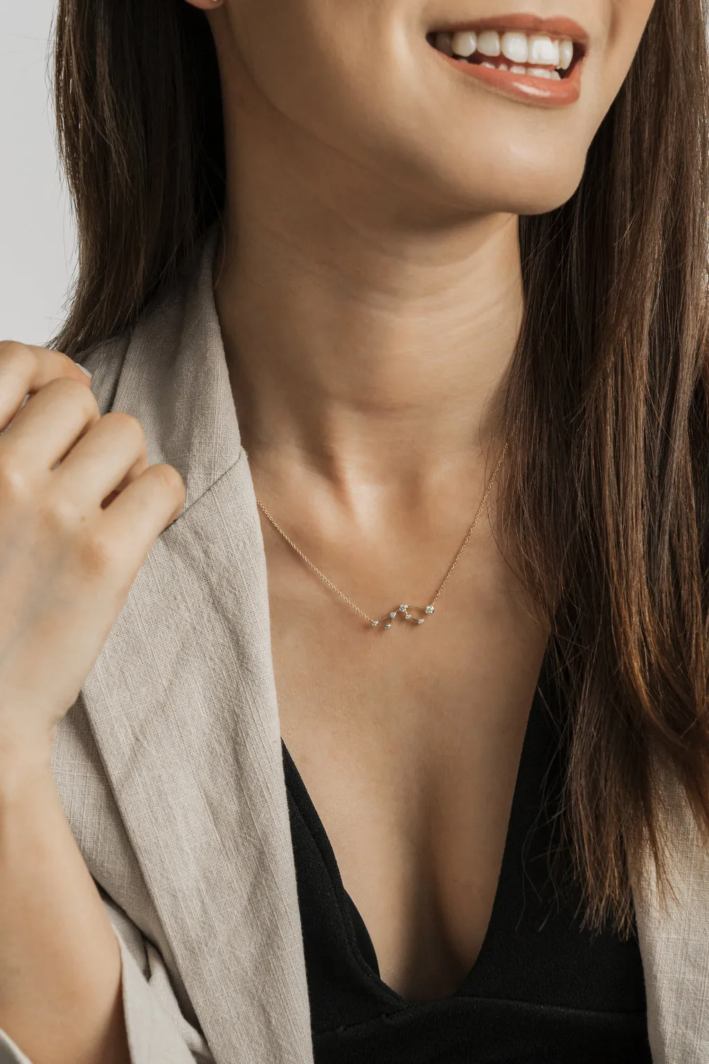 Taurus Zodiac Constellation Necklace 18k Gold & Diamond
