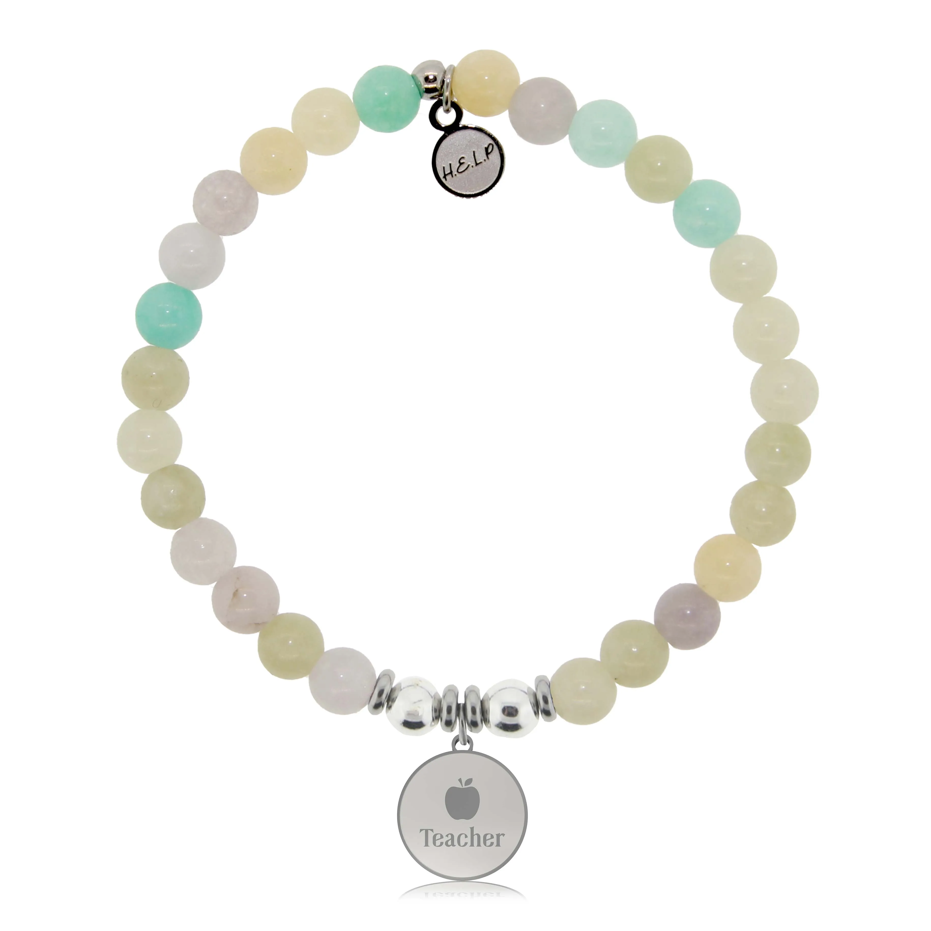 Teacher Charm with Green Yellow Jade Charity Bracelet