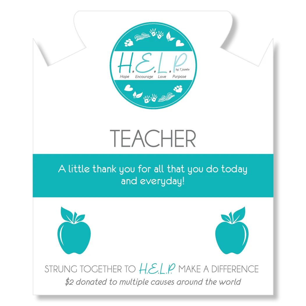 Teacher Charm with Green Yellow Jade Charity Bracelet