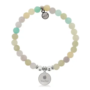 Teacher Charm with Green Yellow Jade Charity Bracelet