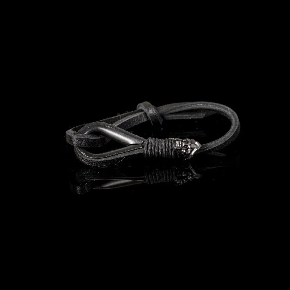 The Adjustable black Leather Skull Bracelet