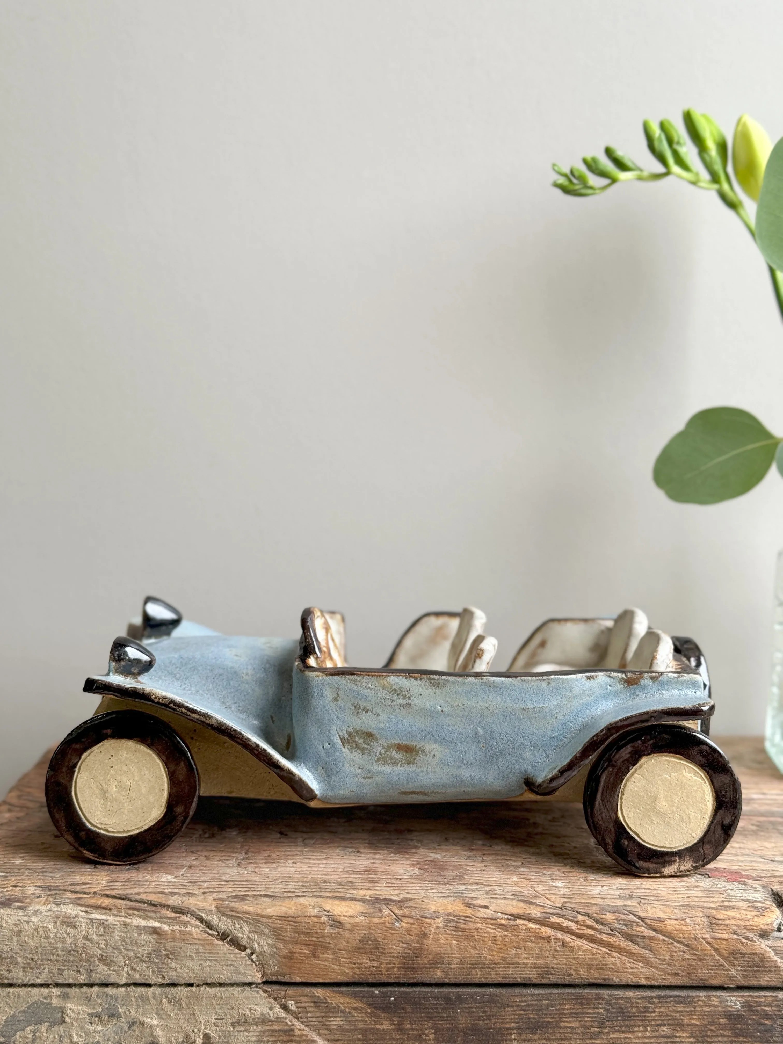 Vintage Studio Pottery Folk Art Car Sculpture