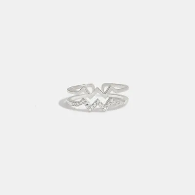 Wave Shape Inlaid Zircon Open Ring