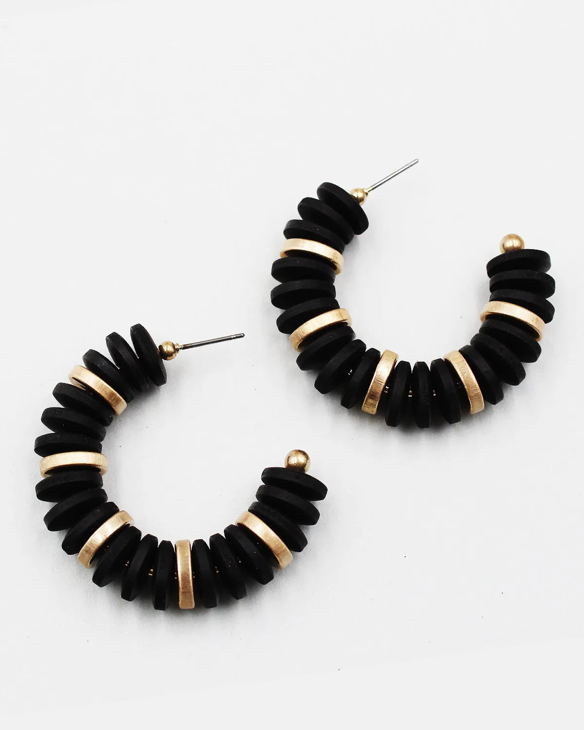 Wood Heishi Bead Earrings