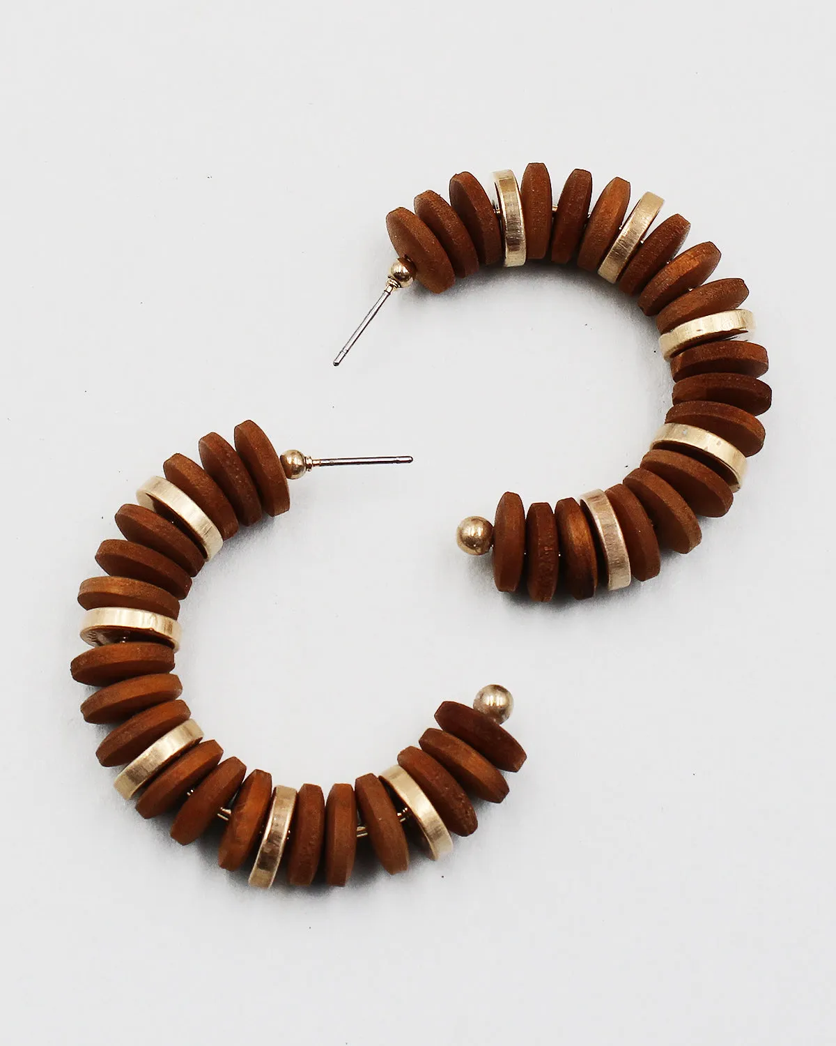 Wood Heishi Bead Earrings