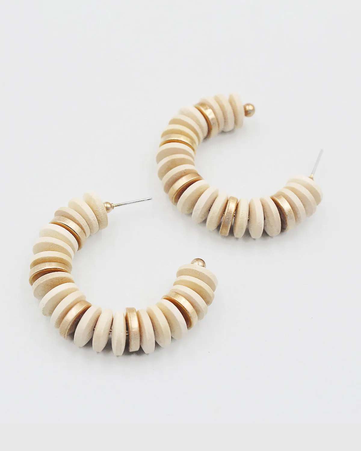Wood Heishi Bead Earrings